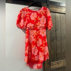 VICI floral open back mini dress